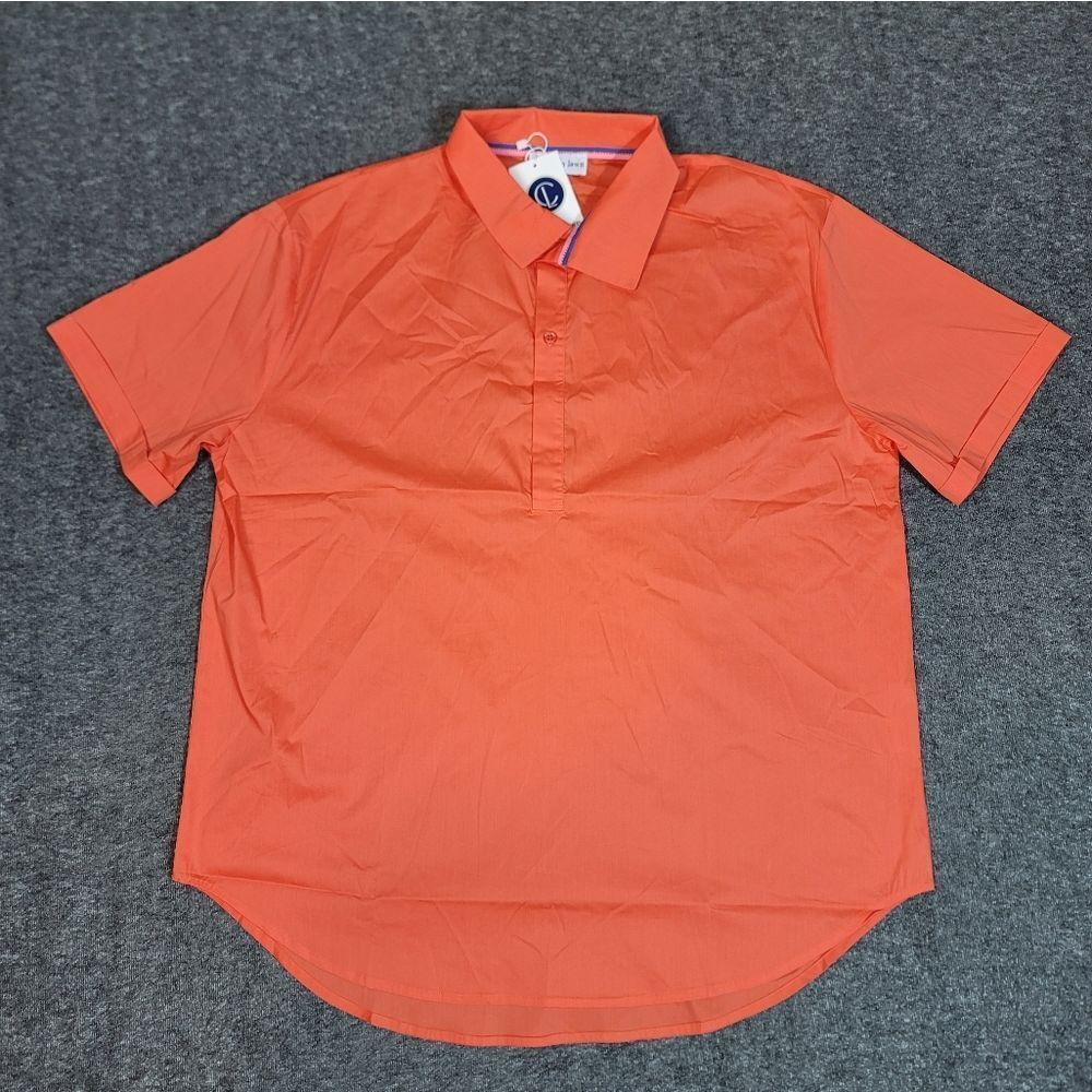 Caryn Lawn Jackie Womens Half Button One Size Orange Collard Short Sleeve Dress